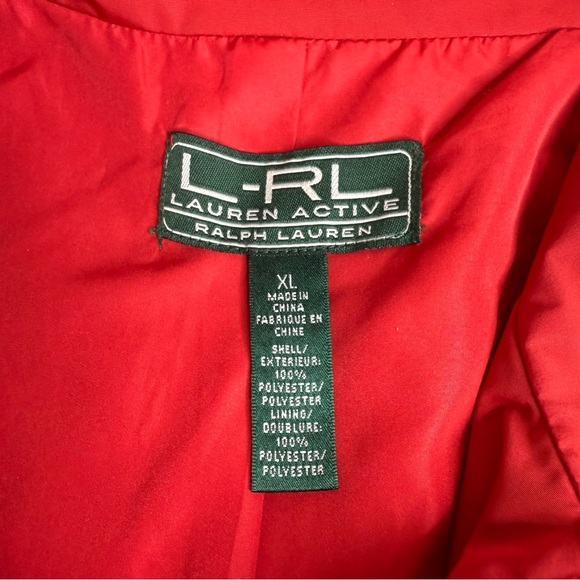 Lauren Ralph Lauren Active Jacket Womens XL Red Windbreaker Collared Full Zip - Picture 13 of 16